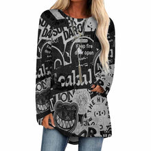 Charger l'image dans la galerie, Impression d’image unique T-shirt tricot gris long col rond manches longues pour femme BL personnalisé avec photo logo texte motif