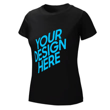 Charger l'image dans la galerie, T shirt tee shirt à manche courte et col rond 100% coton pour femme personnalisé avec photo logo et texte (Impression recto-verso)