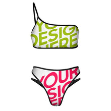 Charger l'image dans la galerie, 2023 nouveau maillot de bain une épaule bikini push-up bustier ensemble 2 pièces J198D60 personnalisé avec photo texte motif (conception multi-images)