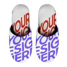 Charger l'image dans la galerie, Pantoufles / chaussons maison en coton pour femmes personnalisées avec photo texte (impression complète)