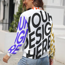 Charger l'image dans la galerie, Veste zippée sweat zippé sans capuche femme LLJK personnalisé avec photo logo motif texte (conception multi-images)
