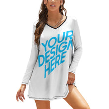 Charger l'image dans la galerie, Robe décontractée chic à manches longues pour femme NZ035 personnalisée avec photo motif texte (impression d'image unique)