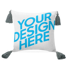 Charger l'image dans la galerie, Oreiller en lin coton avec pompon personnalisé et design avec vos photos/images ou texte