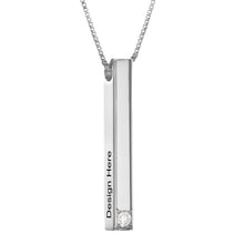 Charger l'image dans la galerie, Collier barre tridimensionnelle avec zircone X0004 gravure personnalisé avec prénom texte