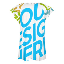 Charger l'image dans la galerie, T-shirt tee shirt col v femme / blouse volants manches courtes BUT personnalisé avec photo logo texte motif (impression des multi-images)