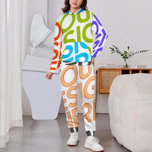 Charger l'image dans la galerie, Ensemble de survêtement 2 pièces pour enfants A5TZ sweat à capuche et pantalon de survêtement pour filles et garçons personnalisé avec photo texte prénom (conception multi-images)