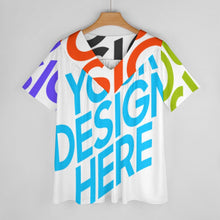 Charger l'image dans la galerie, Impression des multi-images T-shirt à manches courtes à col en V femme BDT personnalisé avec photo logo texte motif