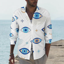 Charger l'image dans la galerie, Chemise à manches longues à revers décontracté avec poches pour hommes AY007 personnalisé avec photo logo texte motif (impression des multi-images)