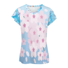 Charger l'image dans la galerie, T-shirt à manches courtes à col en V pour femmes AHT à Impression multi-images personnaliser avec le logo de texte de motif de photos