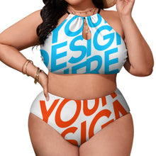 Charger l'image dans la galerie, Bikini halter neck deux pièces grande taille femme sexy BK2040 personnalisé avec photo motif logo texte