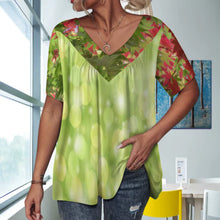 Charger l'image dans la galerie, Impression des multi-images T-shirt à manches courtes à col en V femme BDT personnalisé avec photo logo texte motif