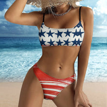 Charger l'image dans la galerie, Maillot de bain bikini bustier ensemble 2 pièces femme personnalisé avec photo logo texte (conception multi-images)