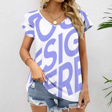 Charger l'image dans la galerie, T-shirt tee shirt col v femme / Blouse volants manches courtes BUT personnalisé avec photo logo texte motif (impression d’image unique)