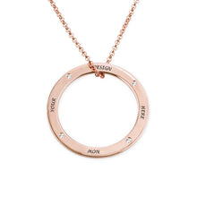 Charger l'image dans la galerie, Collier Circle en argent sterling avec zircons cubique pour femme gravure personnalisé avec prénom texte