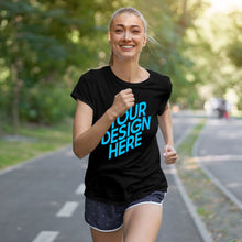 Charger l'image dans la galerie, T-shirt tee shirt coton à manches courtes en col rond femme imprimé sur le devant personnalisé avec photo logo motif texte