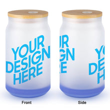 Charger l'image dans la galerie, Gobelet en verre dépoli avec couvercle personnalisé avec photo logo texte motif
