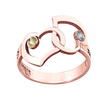 Charger l'image dans la galerie, Bague Coeur Entrelacé en cuivre J0004 pour femme homme personnalisé gravé avec lettres nom texte