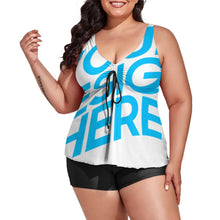 Charger l'image dans la galerie, Maillot de bain tankini fendu chic grande taille femme QZ6065 personnalisé avec motif photo logo texte