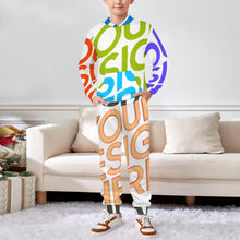 Charger l'image dans la galerie, Ensemble de survêtement 2 pièces pour enfants A5TZ sweat à capuche et pantalon de survêtement pour filles et garçons personnalisé avec photo texte prénom (conception multi-images)