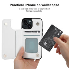 Charger l'image dans la galerie, Coque de protection en cuir TPU pour iPhone 15 Plus Pro Max avec fente pour carte fonction support étui pliable personnalisé avec photo texte prénom