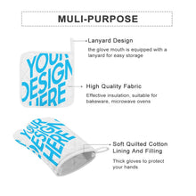 Charger l'image dans la galerie, Ensemble de mitaines de four (ensemble de quatre pièces) de cuisine personnalisé avec texte logo photo motif