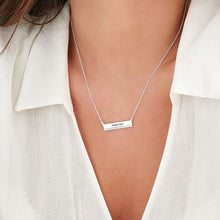 Charger l'image dans la galerie, Collier barre diamants en argent 925 plaqué or / or rose X0012 gravure personnalisé avec prénom