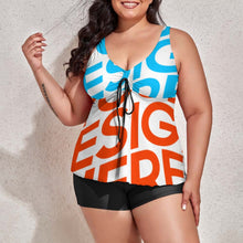 Charger l'image dans la galerie, Maillot de bain tankini grande taille fendu deux pièces femme QZ6065 personnalisé avec photo motif logo texte