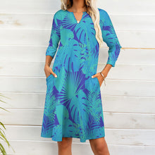 Charger l'image dans la galerie, Robe col v manche 3/4 femme BNQ personnalisée avec photo motif logo texte (impression d'image unique)