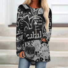 Charger l'image dans la galerie, Impression d’image unique T-shirt tricot gris long col rond manches longues pour femme BL personnalisé avec photo logo texte motif