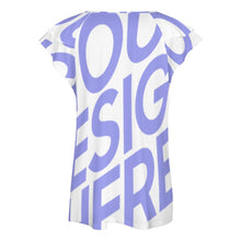 Charger l'image dans la galerie, T-shirt tee shirt col v femme / Blouse volants manches courtes BUT personnalisé avec photo logo texte motif (impression d’image unique)
