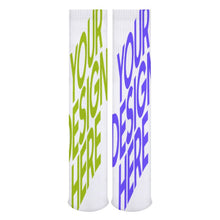 Charger l'image dans la galerie, Chaussettes longues respirantes pour femmes / hommes personnalisé avec logo texte photo (conception multi-images)