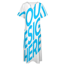 Charger l'image dans la galerie, Robe chemise longue décontractée à manches courtes et col en V avec poches pour femmes BYQ personnalisée avec photo prénom motif texte (impression d'image unique)
