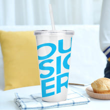 Charger l'image dans la galerie, Gobelet avec paille plastique double couche personnalisé avec photo logo motif texte