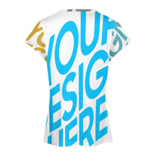 Charger l'image dans la galerie, T-shirt à manches courtes à col en V pour femmes AHT à Impression multi-images personnaliser avec le logo de texte de motif de photos