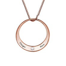 Charger l'image dans la galerie, Collier Ring Diamant en Argent Sterling 925 / Cuivre X0015 gravure personnalisé avec texte prénom