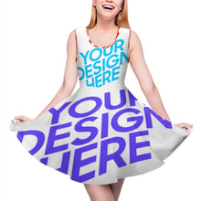 Charger l'image dans la galerie, Robe chic femme sans manches en col rond avec ourlet ondulé TQ grande taille personnalisée avec photo logo texte motif (impression des multi-images)