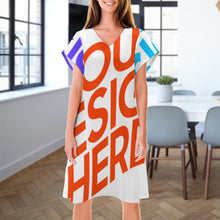 Charger l'image dans la galerie, Impression des multi-images Robe en col V à manches courtes Grande taille Ample Femme personnalisée avec motif photo logo texte