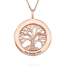 Charger l'image dans la galerie, Collier arbre de vie avec des zircons en argent sterling 925 plaqué or / or rose X0006 gravure personnalisé avec texte prénom