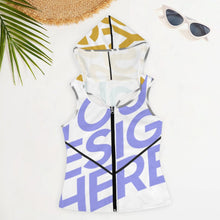 Charger l'image dans la galerie, Gilet à capuche de sport avec fermeture éclair femme / Soutiens gorge de sport running B772 personnalisée de plusieurs images avec texte et logo photo
