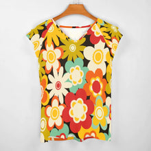 Charger l'image dans la galerie, T-shirt tee shirt col v femme / blouse volants manches courtes BUT personnalisé avec photo logo texte motif (impression des multi-images)