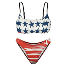 Charger l'image dans la galerie, Maillot de bain bikini bustier ensemble 2 pièces femme personnalisé avec photo logo texte (conception multi-images)