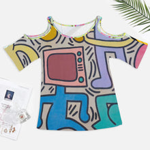 Charger l'image dans la galerie, Impression des multi-images T-shirt épaules dénudées Grande taille pour femme AVT personnalisé avec photo logo texte motif