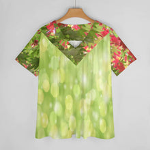 Charger l'image dans la galerie, Impression des multi-images T-shirt à manches courtes à col en V femme BDT personnalisé avec photo logo texte motif