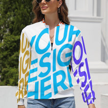 Charger l'image dans la galerie, Veste zippée sweat zippé sans capuche femme LLJK personnalisé avec photo logo motif texte (conception multi-images)