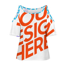 Charger l'image dans la galerie, Impression des multi-images T-shirt épaules dénudées Grande taille pour femme AVT personnalisé avec photo logo texte motif