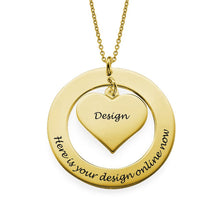 Charger l'image dans la galerie, Collier avec anneau coeur en argent 925 pour femme mère X0052 gravure personnalisé avec prénom texte