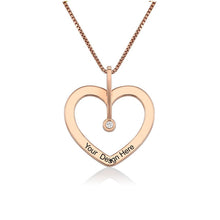 Charger l'image dans la galerie, Collier Coeur Amour X0068 avec diamant en argent sterling 925 pour femme gravure personnalisé avec nom texte