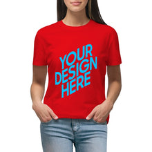 Charger l'image dans la galerie, T shirt tee shirt à manche courte et col rond 100% coton pour femme personnalisé avec photo logo et texte (Impression recto-verso)