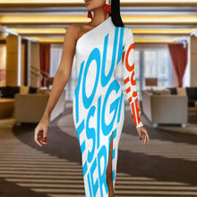 Charger l'image dans la galerie, Robe longue fendue une manche femme BIQ personnalisée avec motif photo texte