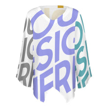 Charger l'image dans la galerie, Chemisier chemise en mousseline de soie ample à manches longues pour femme personnalisé avec photo logo motif texte (multi-image pleine impression)